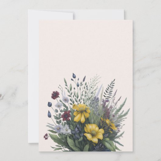 Invitation Boho couleur de l'aquarelle Fleur sauvage (Dos)