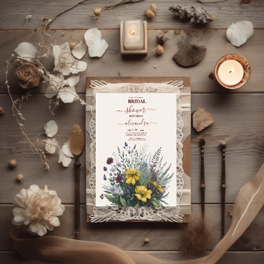 Invitation Boho couleur de l'aquarelle Fleur sauvage