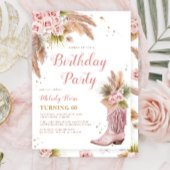 Invitation Boho Cowgirl Boot Pampas Grass Roses 50e anniversa