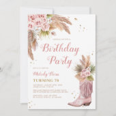 Invitation Boho Cowgirl Boot Pampas Grass Roses 70e anniversa (Devant)