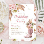 Invitation Boho Cowgirl Boot Pampas Grass Roses 70e anniversa