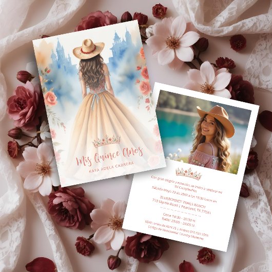 Invitation Boho Cowgirl Charming Quinceañera with Hat