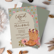 Boho Cowgirl Flowers Bottes Baby shower occidental