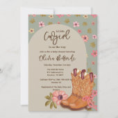 Invitation Boho Cowgirl Flowers Bottes Baby shower occidental (Devant)