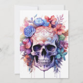 Invitation Boho Crâne gothique Aquarelle Fête des mariées flo (Dos)