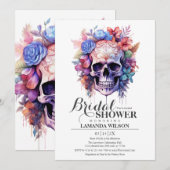 Invitation Boho Crâne gothique Aquarelle Fête des mariées flo (Devant / Derrière)