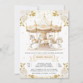 Invitation Boho Cream Gold Floral Carousel Baby shower (Devant)