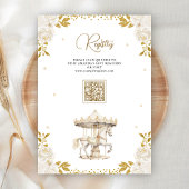 Invitation Boho Cream Gold Floral Carousel Baby shower