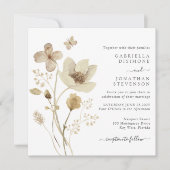 Invitation Boho Cream Watercolor Fleurs sauvages Mariage phot (Devant)