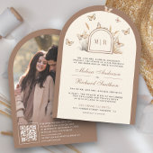 Invitation Boho Crème Beige Fleur sauvage Papillon Arch Maria
