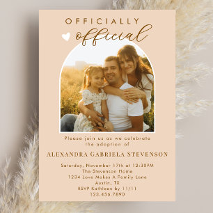 Invitation Boho Crème Fête officielle de l'adoption pastel