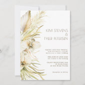 Invitation Boho crème fleurie botanique pampas herbe mariage (Devant)