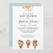 Invitation Boho Crème Glacée Fête Prénatale de Jardin (Devant / Derrière)