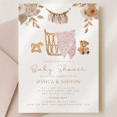 Invitation Boho Crib & Floral Baby shower
