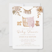 Invitation Boho Crib & Floral Baby shower (Devant)