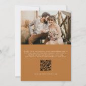 Invitation Boho Cuivre Bronze QR Code Elégant Mariage photo (Dos)