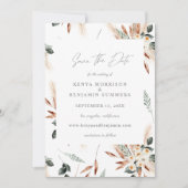Invitation Boho Cuivre & Pampas & Floral Enregistrer la date  (Devant)