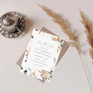Invitation Boho Cuivre & Pampas & Floral Enregistrer la date