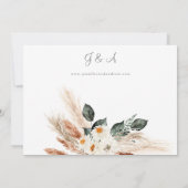 Invitation Boho Cuivre Pampas Grass & Beige Floral Mariage (Dos)