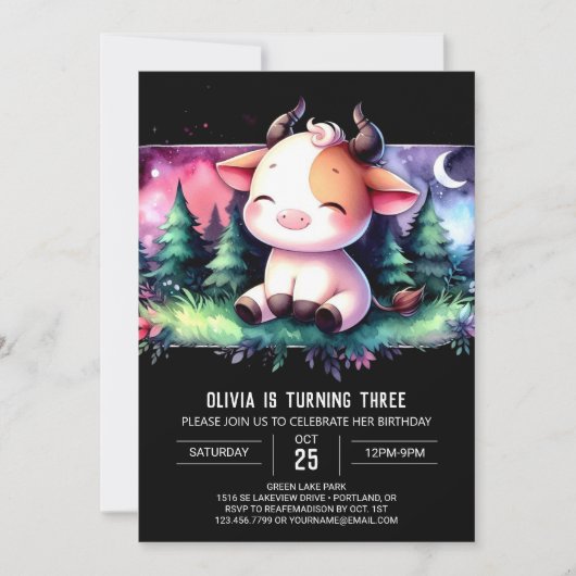 Invitation Boho Custom Cow Anniversaire (Devant)