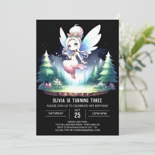 Invitation Boho Custom Fairy Anniversaire (Debout devant)