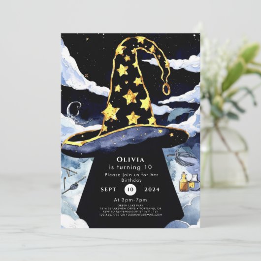 Invitation Boho Custom Magic Wizard Anniversaire (Debout devant)