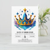 Invitation Boho Custom Prince Crown Anniversaire (Debout devant)