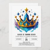Invitation Boho Custom Prince Crown Anniversaire (Devant / Derrière)