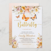 Invitation Boho Cute Butterfly Fleur sauvage Baby shower fill (Devant / Derrière)