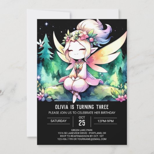 Invitation Boho Cute Fairy Anniversaire (Devant)