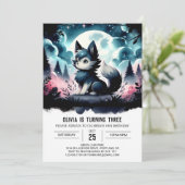 Invitation Boho Cute Wolf Anniversaire (Debout devant)