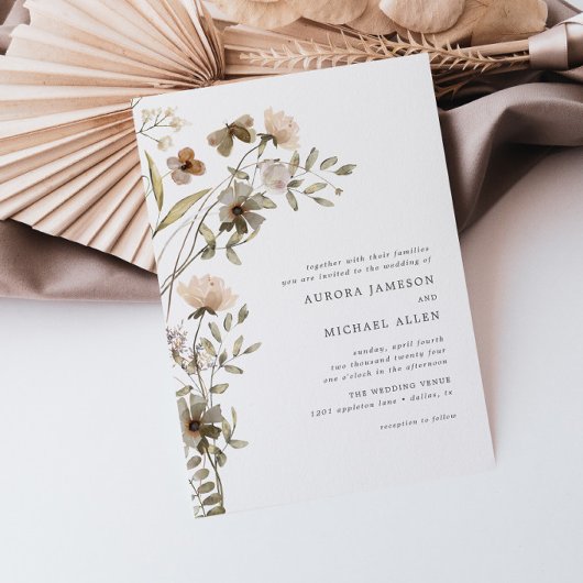 Invitation Boho Dainty Floral Printemps Mariage d'été