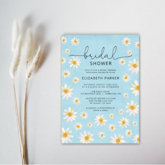 Invitation Boho Daisies Fête des mariées aquarelle