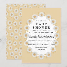 Boho Daisies Jaune Baby Girl Baby shower