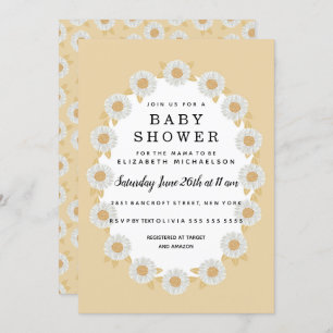 Invitation Boho Daisies Yellow Baby Girl Baby shower
