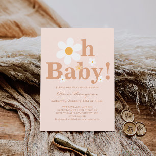 Invitation Boho Daisy Baby Girl Douche