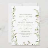 Invitation Boho Daisy Beidge Wildflower QR Code Wedding (Devant)