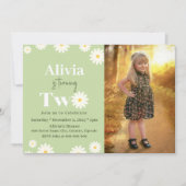 Invitation Boho Daisy Deux Floral Green Bohemian 2e Anniversa (Devant)