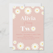Invitation Boho Daisy Deux Floral Pink Bohemian 2e Anniversai (Devant)