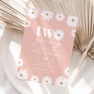 Invitation Boho Daisy Deux Super fête du 2ème anniversaire