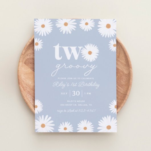 Invitation Boho Daisy Deux Super fête du 2ème anniversaire