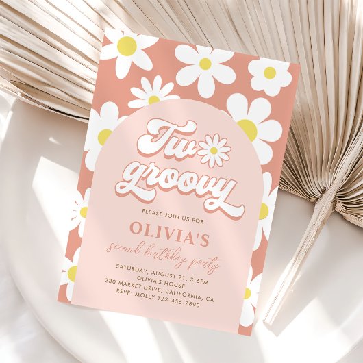Invitation Boho Daisy Deux Super fête du 2ème anniversaire