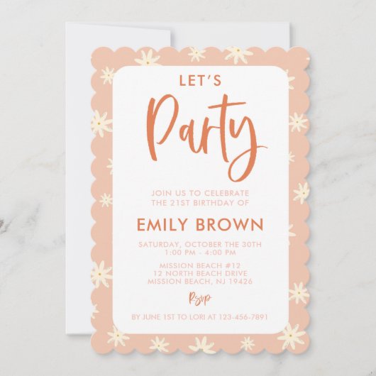Invitation Boho Daisy Fêtons n'importe quel âge ou événement  (Devant)
