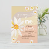 Invitation Boho Daisy Fleurs Super Un Anniversaire (Debout devant)