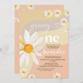 Invitation Boho Daisy Fleurs Super Un Anniversaire (Devant / Derrière)