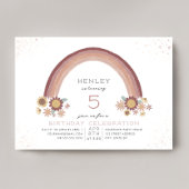 Invitation Boho Daisy Floral Arc-en-ciel rose Anniversaire