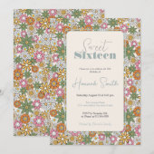 Invitation Boho Daisy Flowers les années 70 Floral Super (Devant / Derrière)