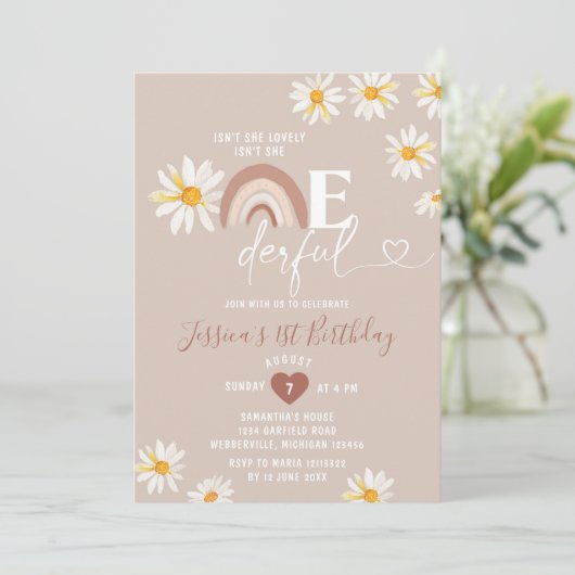 Invitation Boho Daisy Flowers n'est-elle pas merveilleux anni (Debout devant)