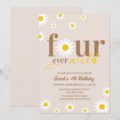 Invitation Boho Daisy Four Ever Wild 4e anniversaire (Devant / Derrière)