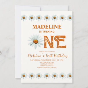 Invitation Boho Daisy Girls 1er anniversaire